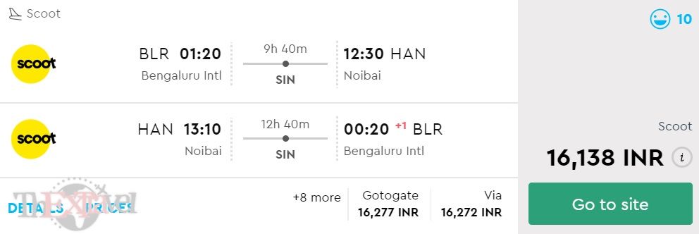 Bengaluru to Hanoi