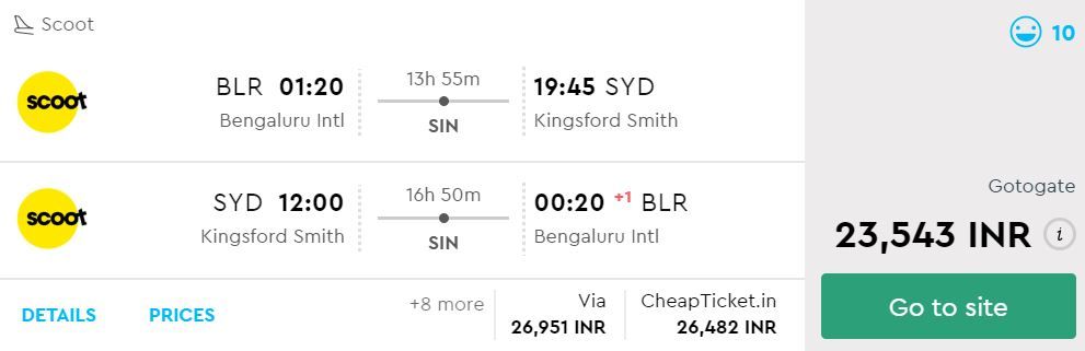 Bengaluru to Sydney