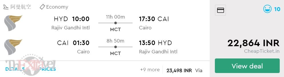 Hyderabad to Cairo
