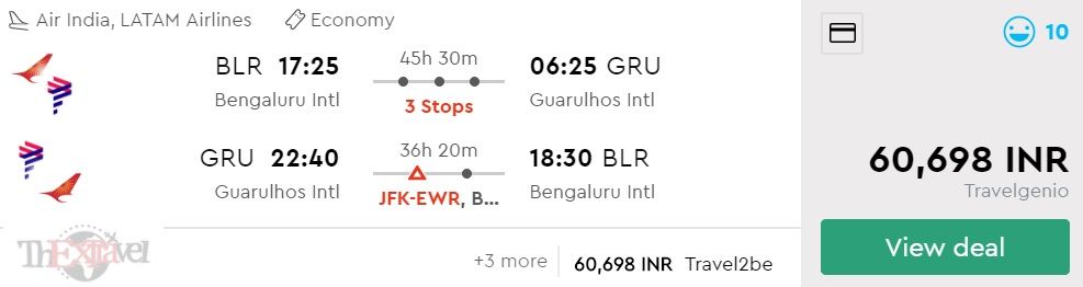 Bengaluru to Sao Paulo