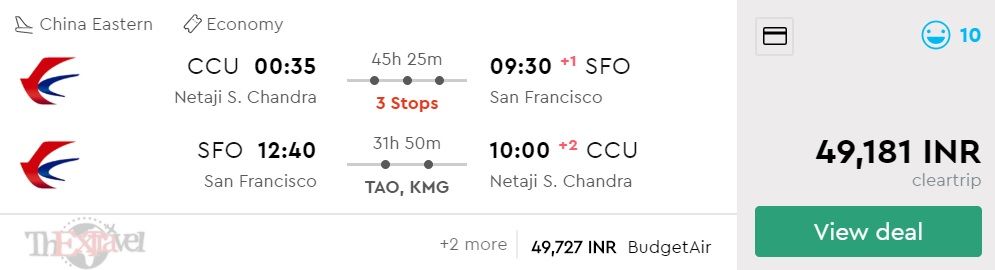 Kolkata to San Francisco